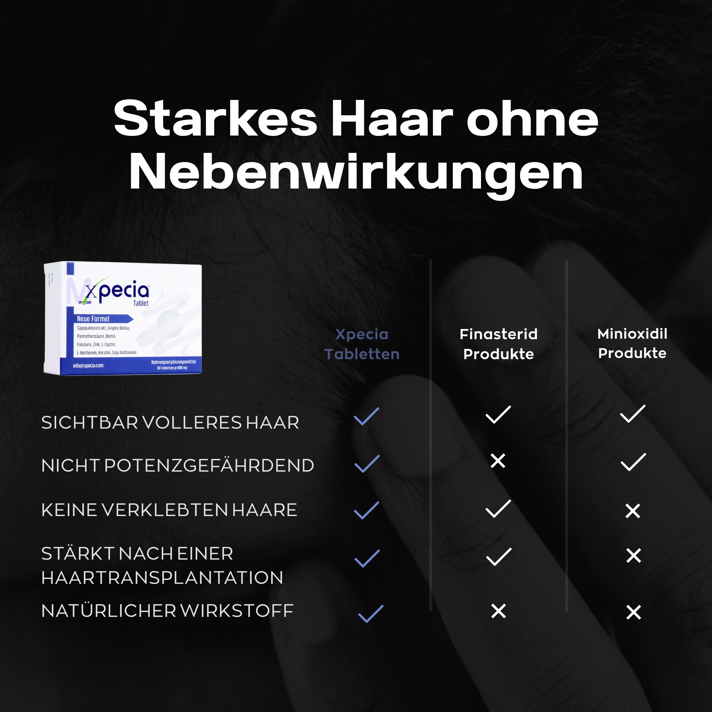 Xpecia Tabletten für Männer – Natürlicher DHT-Blocker gegen Haarausfall 12 Stück