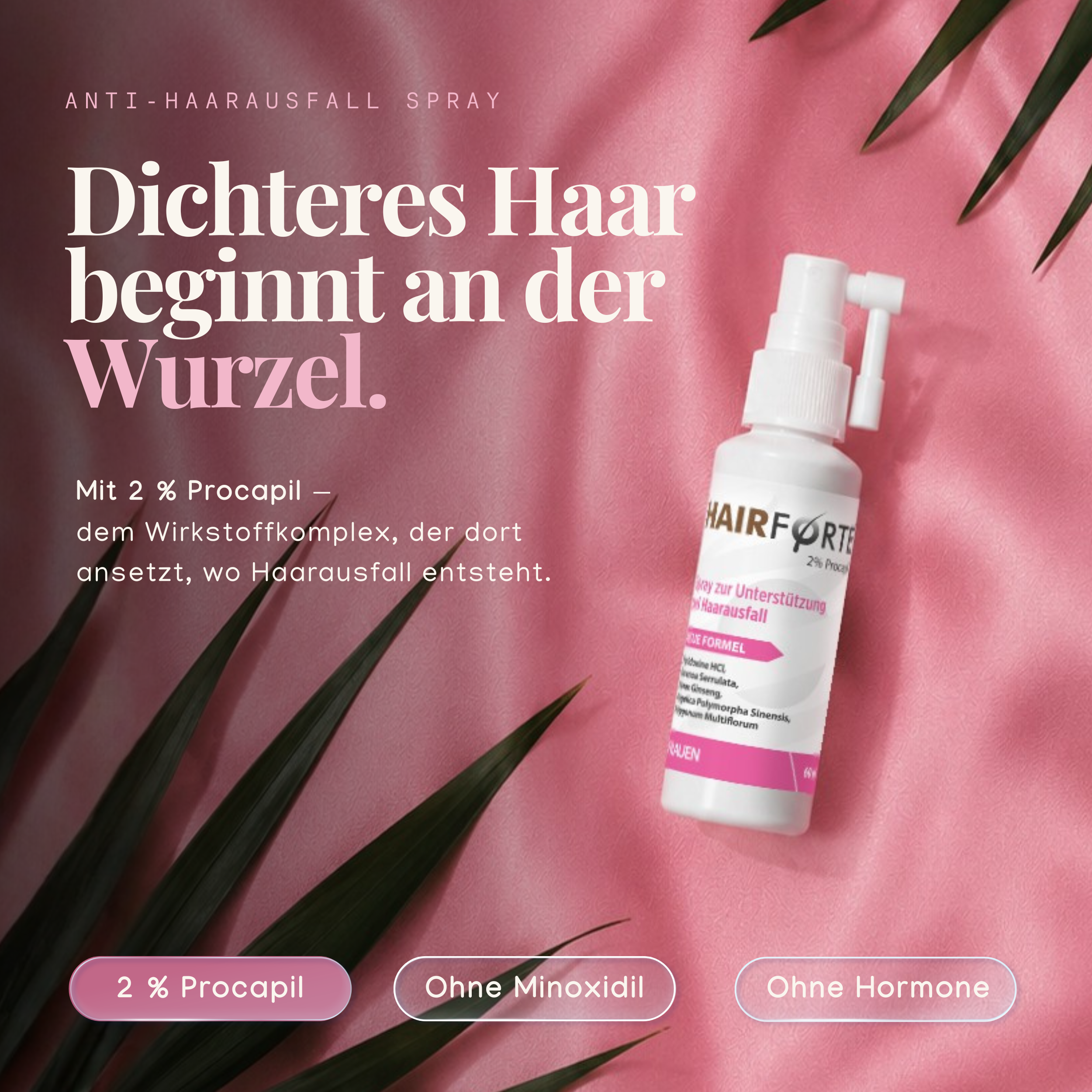 Hairforte Spray für Frauen 2% Procapil gegen Haarverlust DHT Blocker 3er Set
