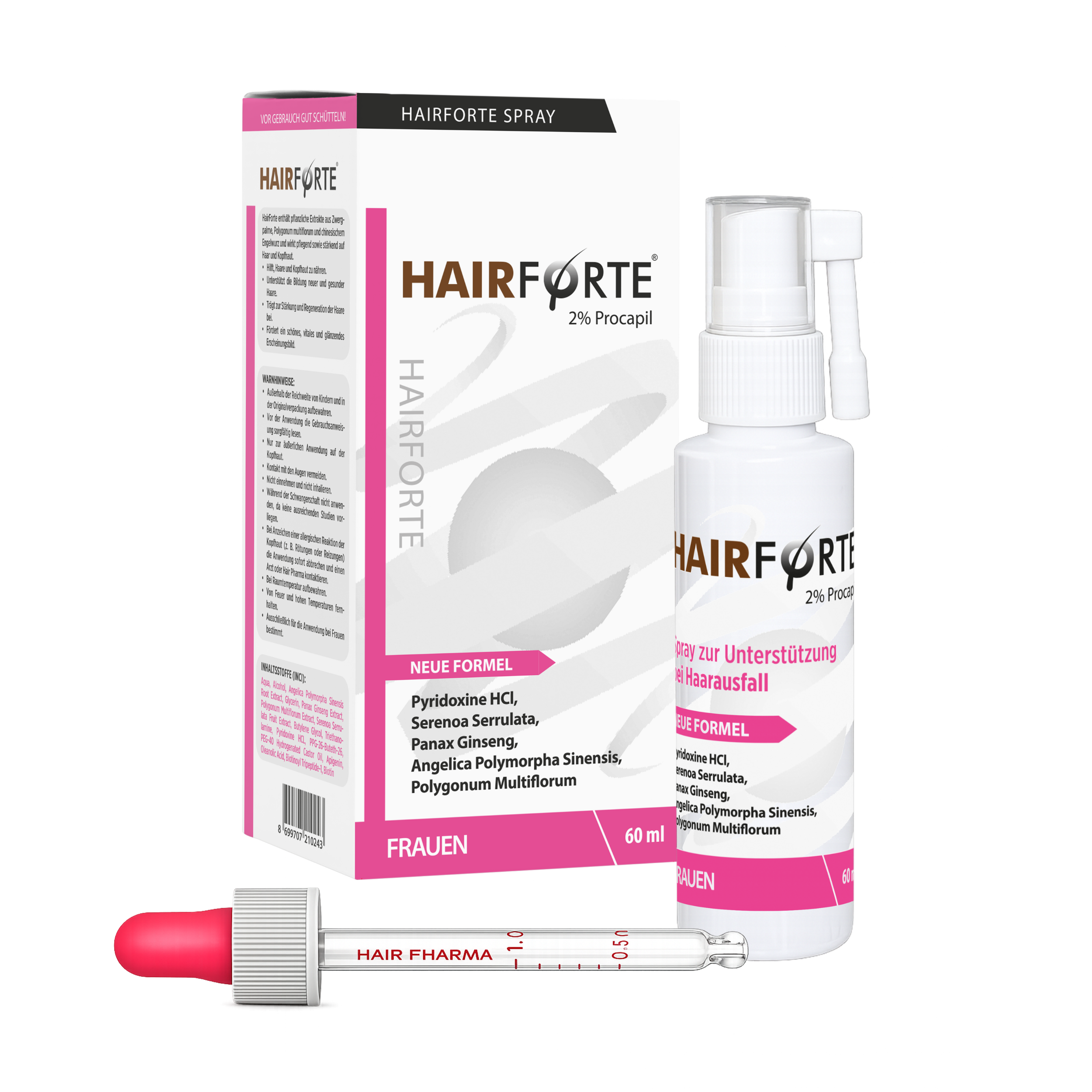 Hairforte Spray für Frauen 2% Procapil gegen Haarverlust DHT Blocker 3er Set